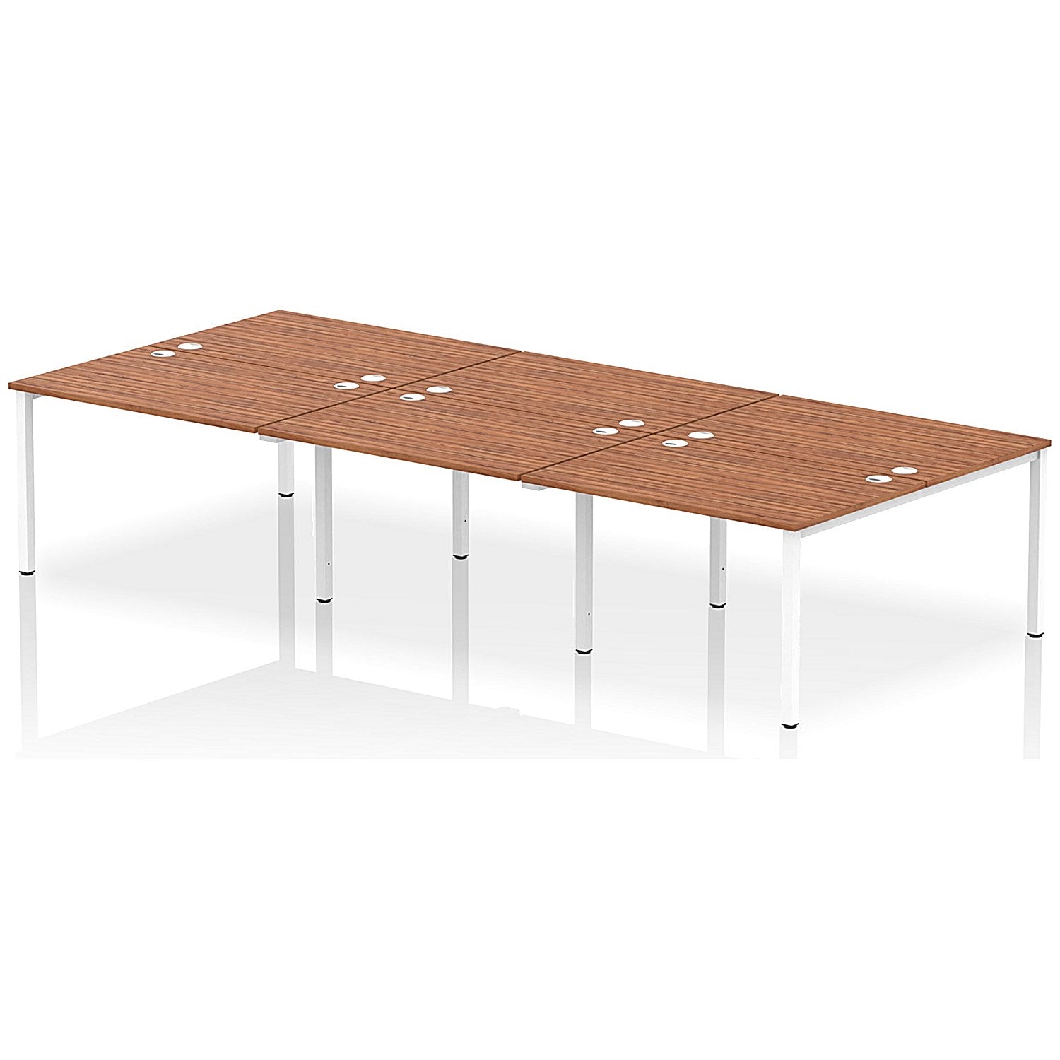 Impulse Bench B2B 6 Person 1200 White Frame Office Bench Desk Walnut Easy2Order : IB00182