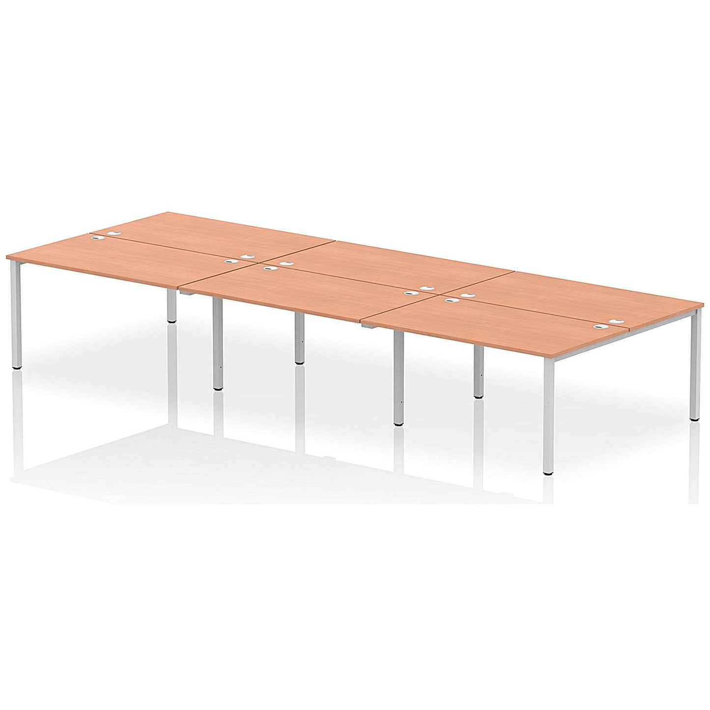 Impulse Bench B2B 6 Person 1400 Silver Frame Office Bench Desk Beech Easy2Order : IB00184
