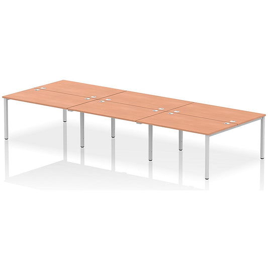 Impulse Bench B2B 6 Person 1400 Silver Frame Office Bench Desk Beech Easy2Order : IB00184