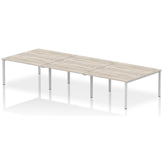 Impulse Bench B2B 6 Person 1400 Silver Frame Office Bench Desk Grey Oak Easy2Order : IB00185