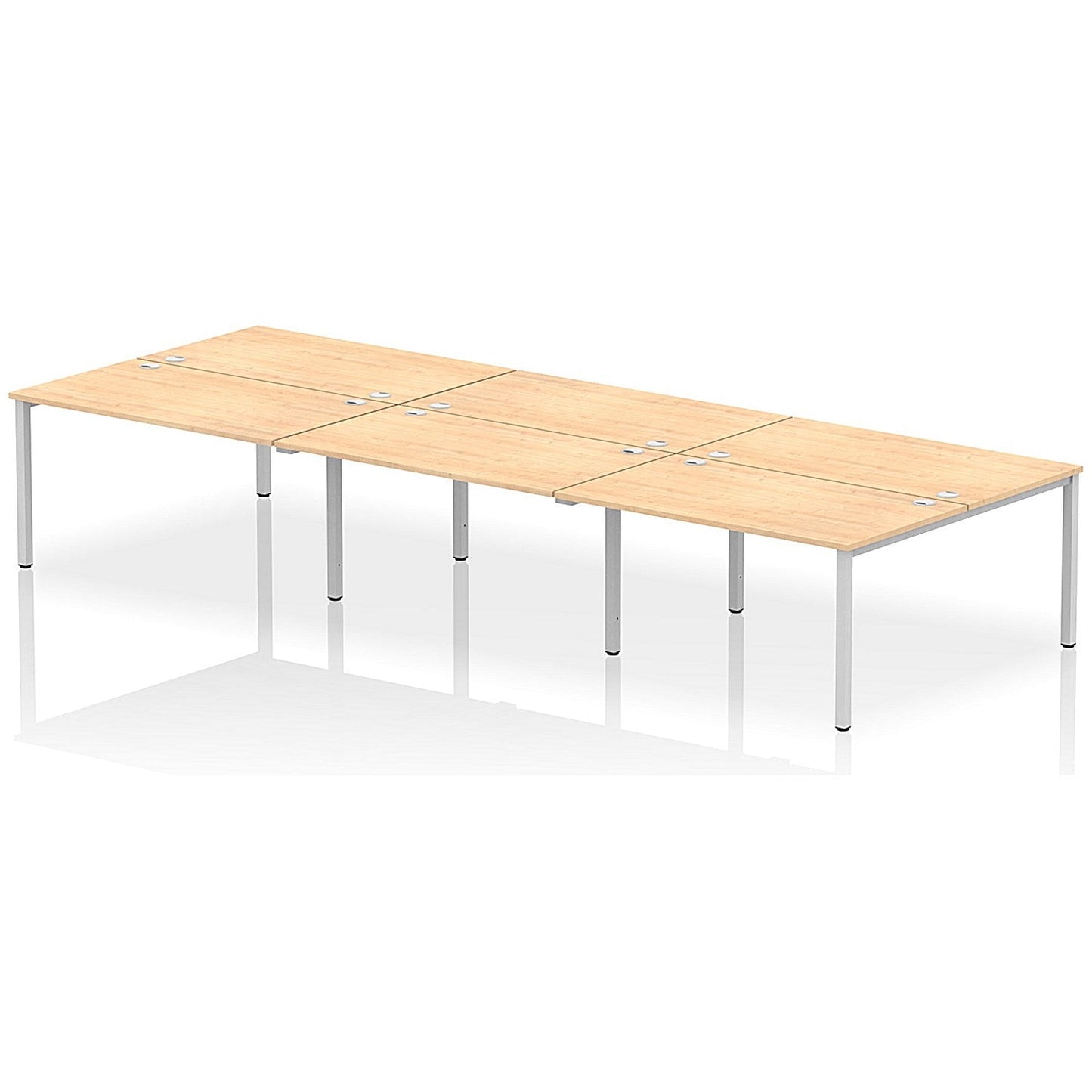 Impulse Bench B2B 6 Person 1400 Silver Frame Office Bench Desk Maple Easy2Order : IB00186
