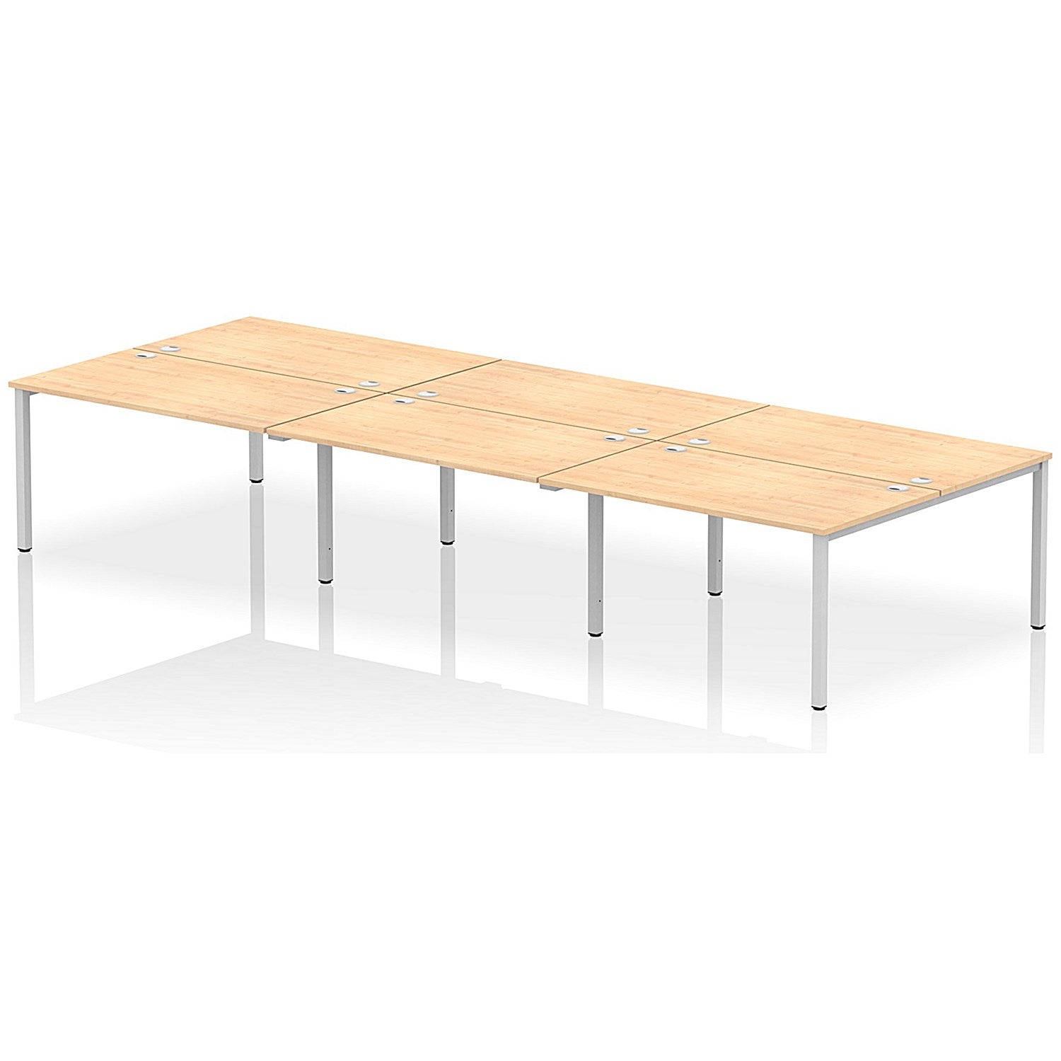 Impulse Bench B2B 6 Person 1400 Silver Frame Office Bench Desk Maple Easy2Order : IB00186