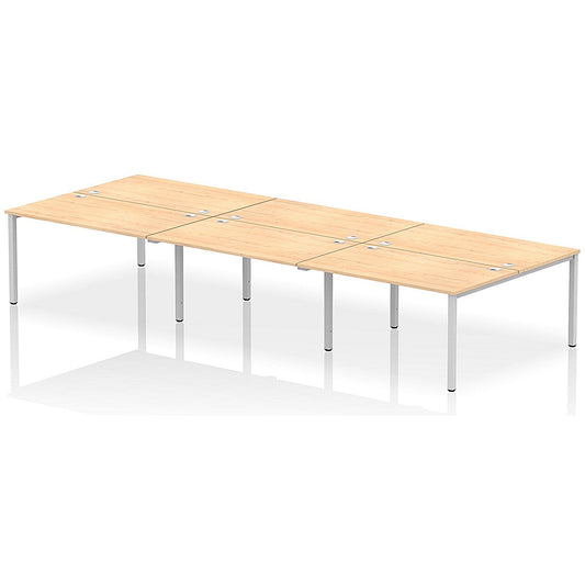 Impulse Bench B2B 6 Person 1400 Silver Frame Office Bench Desk Maple Easy2Order : IB00186