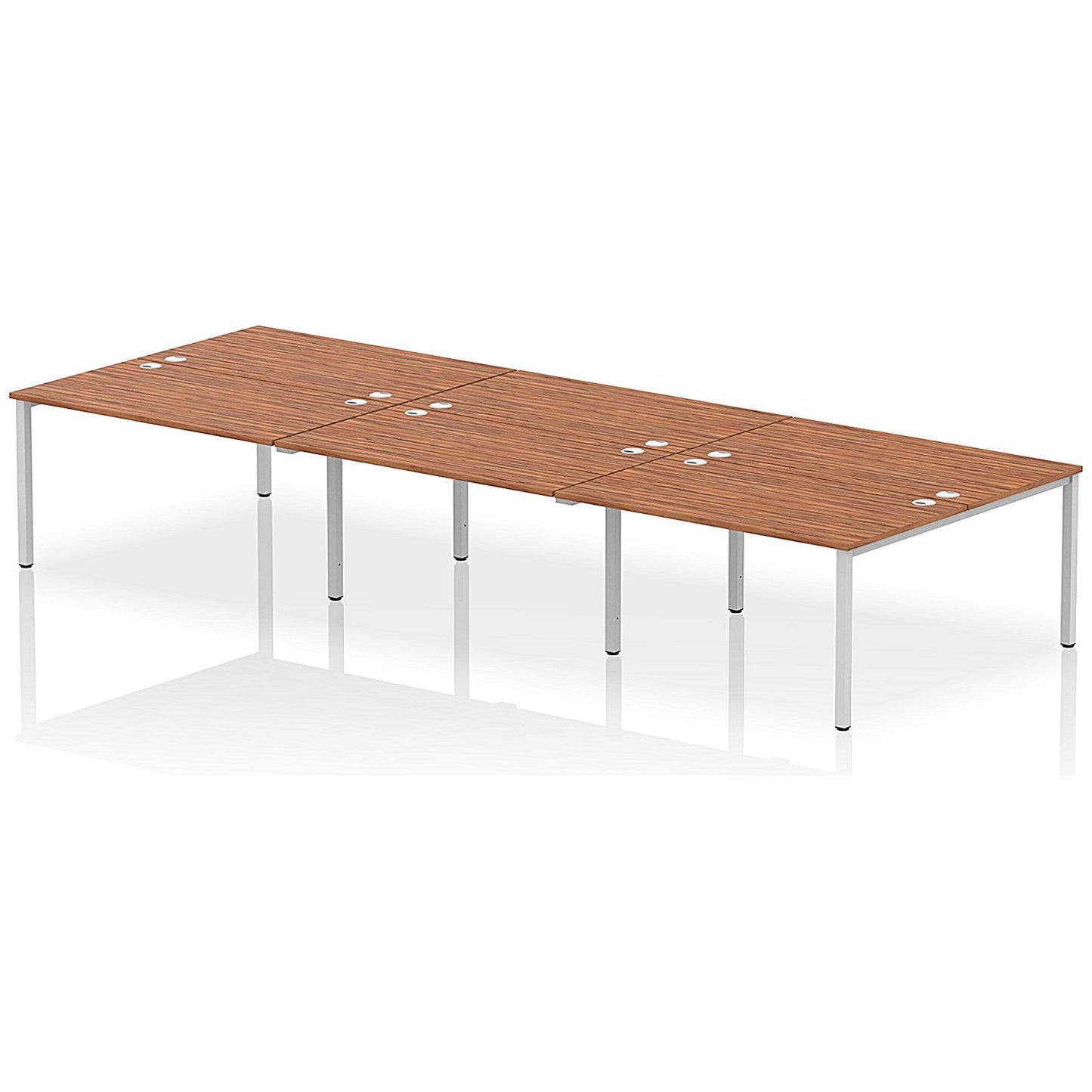 Impulse Bench B2B 6 Person 1400 Silver Frame Office Bench Desk Walnut Easy2Order : IB00188