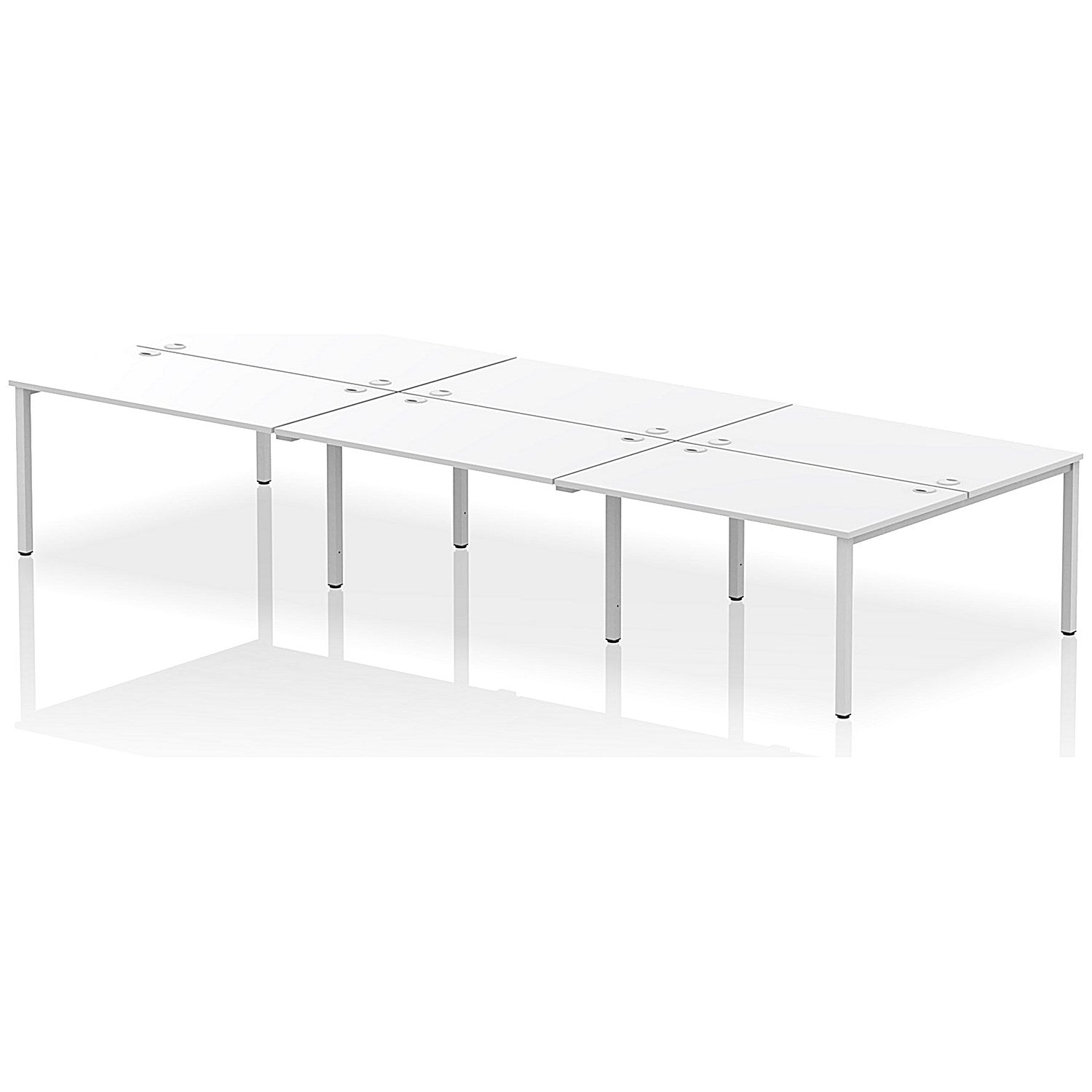 Impulse Bench B2B 6 Person 1400 Silver Frame Office Bench Desk White Easy2Order : IB00189