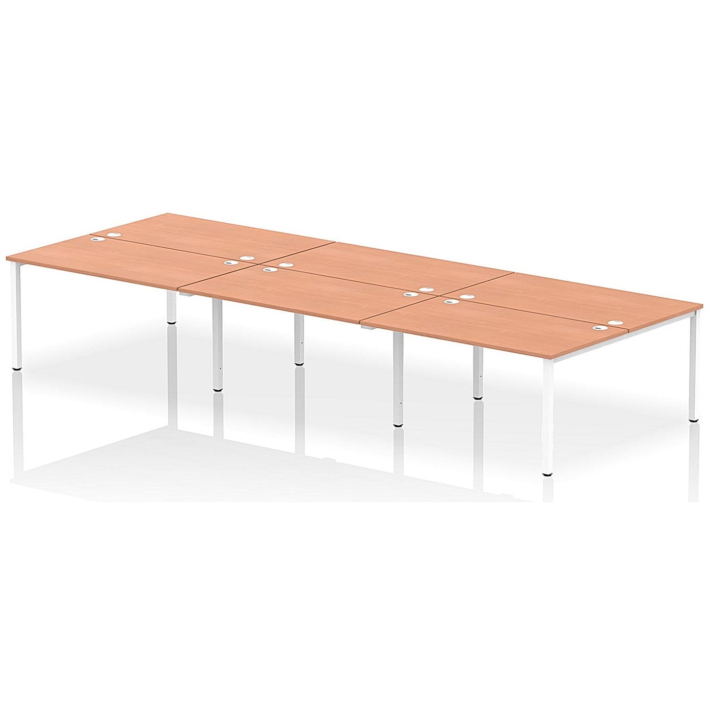 Impulse Bench B2B 6 Person 1400 White Frame Office Bench Desk Beech Easy2Order : IB00190