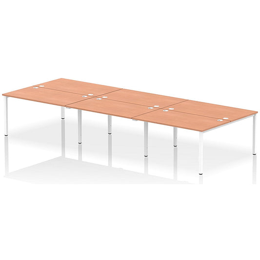 Impulse Bench B2B 6 Person 1400 White Frame Office Bench Desk Beech Easy2Order : IB00190