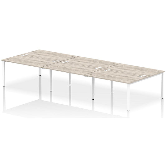 Impulse Bench B2B 6 Person 1400 White Frame Office Bench Desk Grey Oak Easy2Order : IB00191