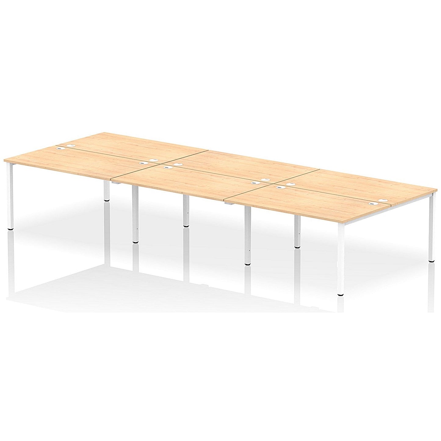 Impulse Bench B2B 6 Person 1400 White Frame Office Bench Desk Maple Easy2Order : IB00192