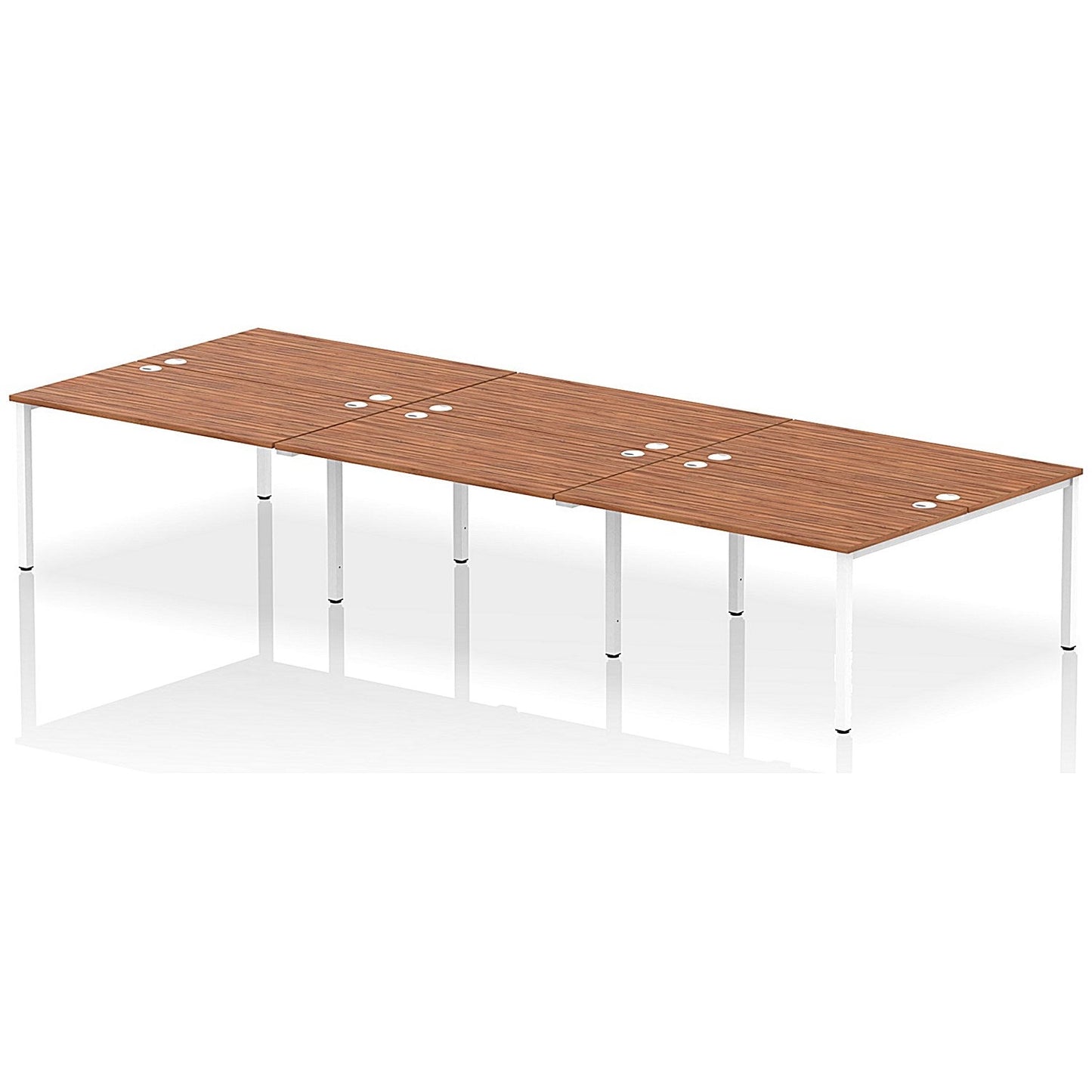 Impulse Bench B2B 6 Person 1400 White Frame Office Bench Desk Walnut Easy2Order : IB00194