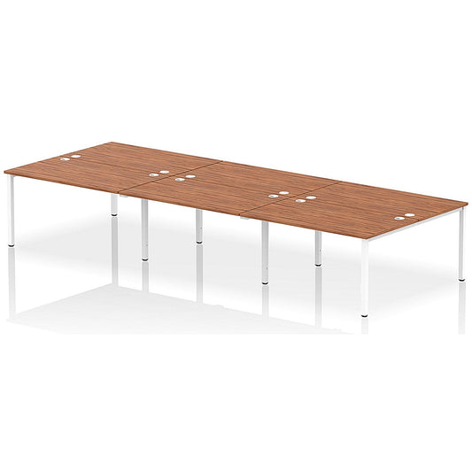 Impulse Bench B2B 6 Person 1400 White Frame Office Bench Desk Walnut Easy2Order : IB00194