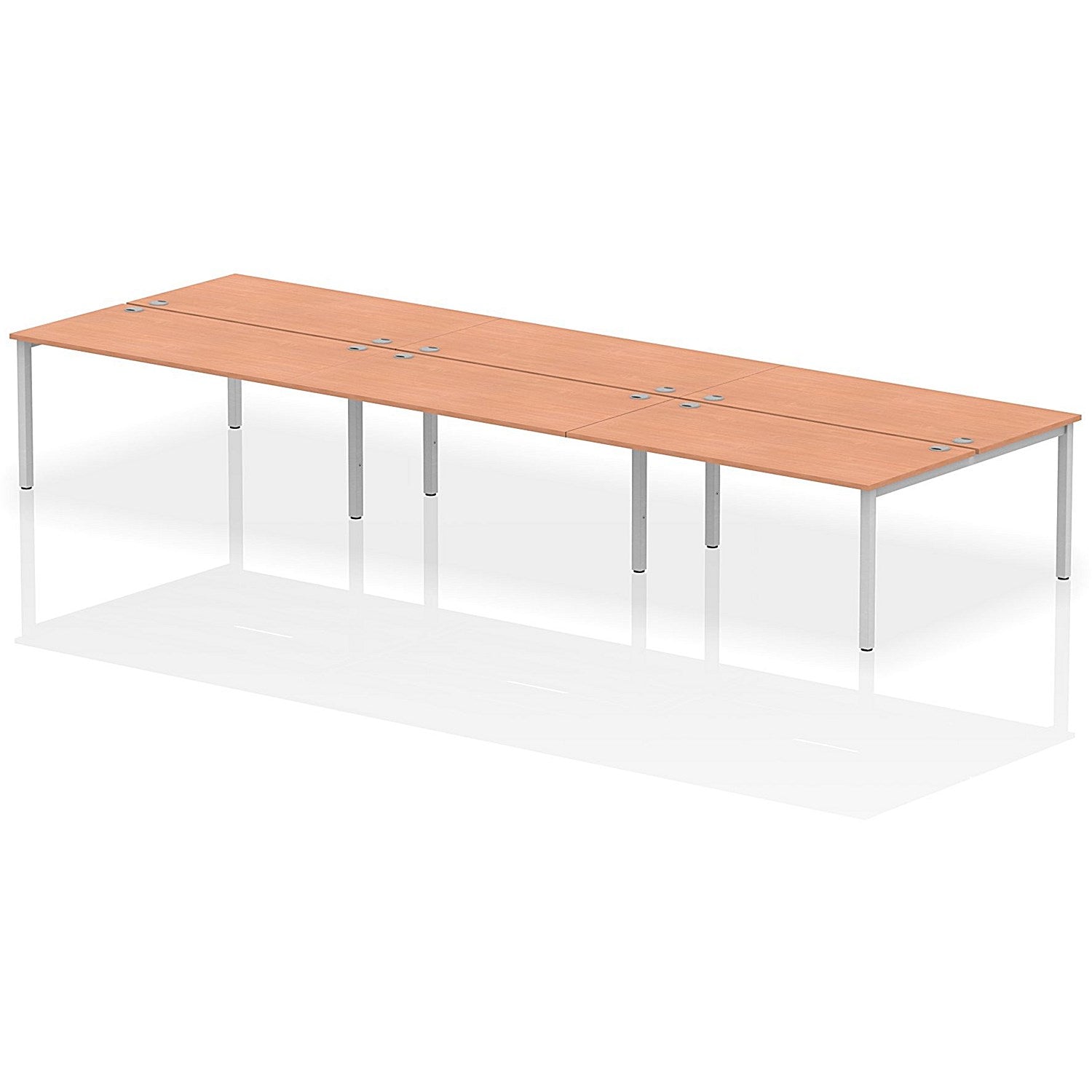Impulse Bench B2B 6 Person 1600 Silver Frame Office Bench Desk Beech Easy2Order : IB00196