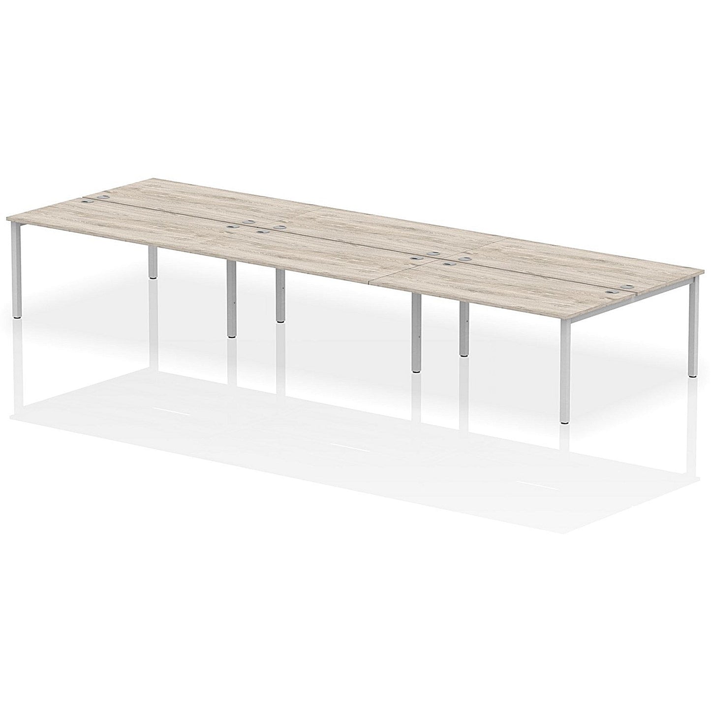 Impulse Bench B2B 6 Person 1600 Silver Frame Office Bench Desk Grey Oak Easy2Order : IB00197