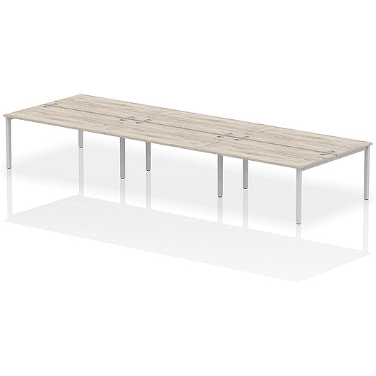 Impulse Bench B2B 6 Person 1600 Silver Frame Office Bench Desk Grey Oak Easy2Order : IB00197