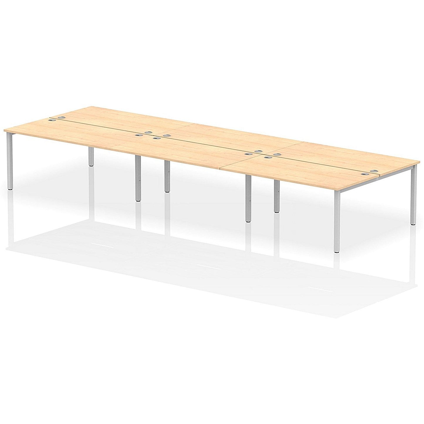 Impulse Bench B2B 6 Person 1600 Silver Frame Office Bench Desk Maple Easy2Order : IB00198