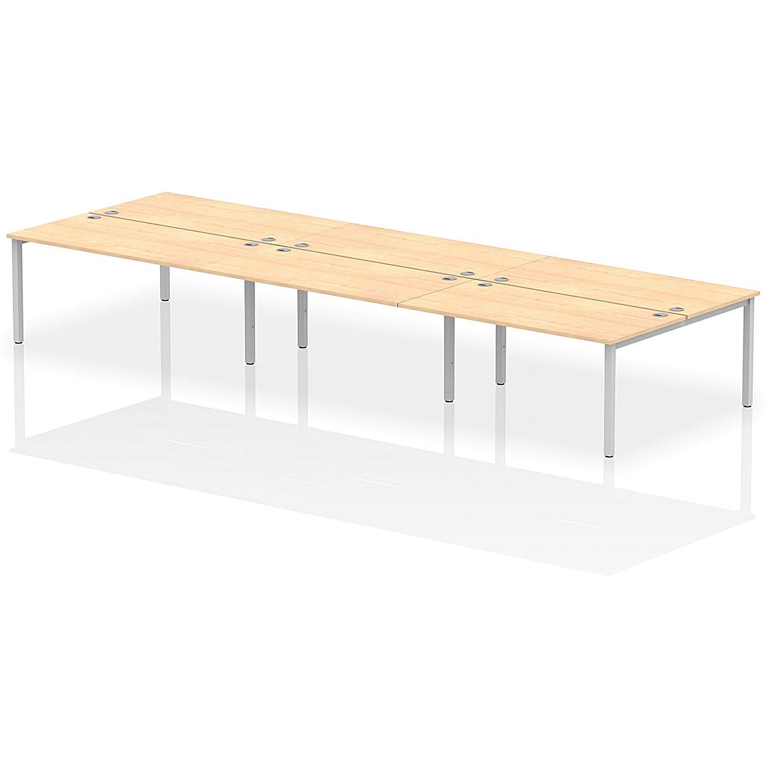 Impulse Bench B2B 6 Person 1600 Silver Frame Office Bench Desk Maple Easy2Order : IB00198