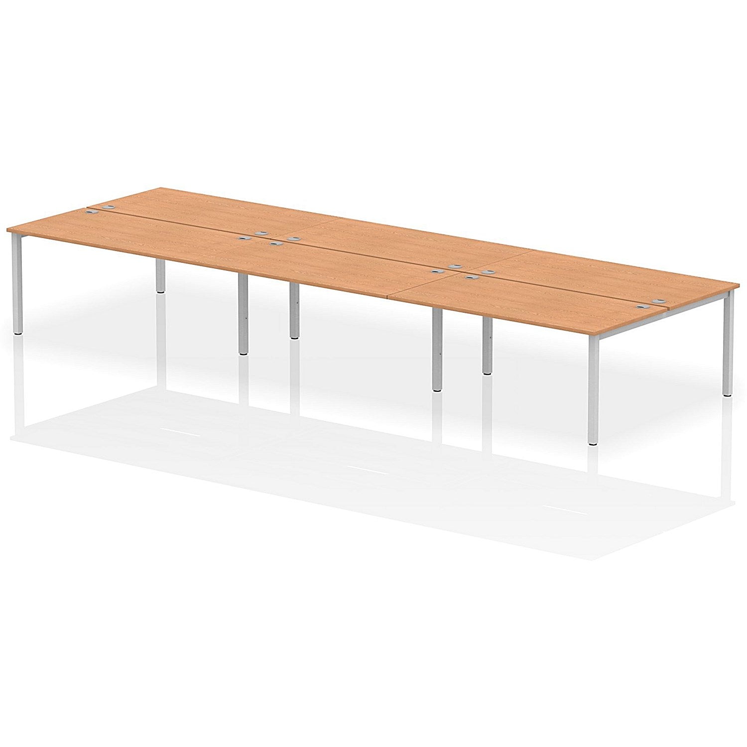 Impulse Bench B2B 6 Person 1600 Silver Frame Office Bench Desk Oak Easy2Order : IB00199