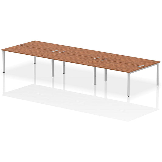Impulse Bench B2B 6 Person 1600 Silver Frame Office Bench Desk Walnut Easy2Order : IB00200