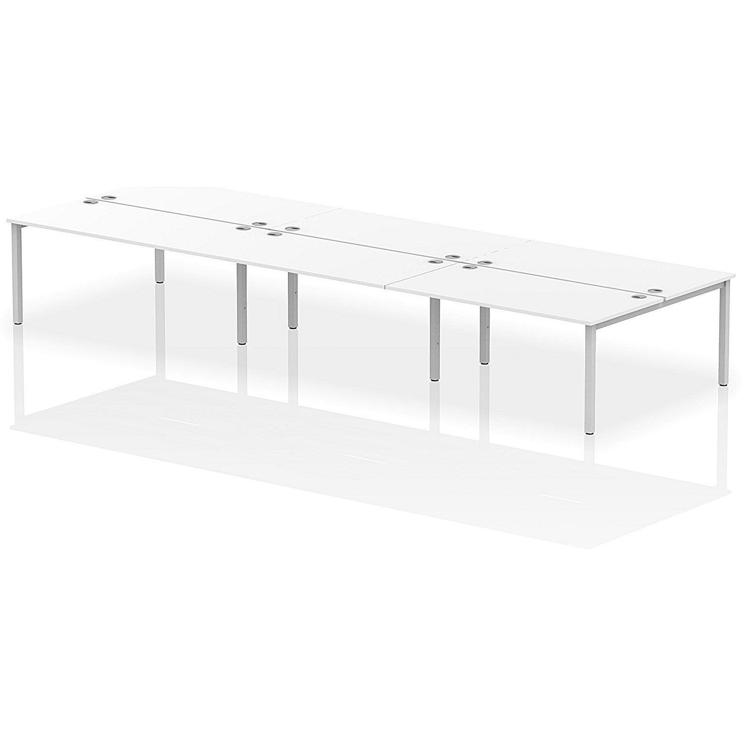 Impulse Bench B2B 6 Person 1600 Silver Frame Office Bench Desk White Easy2Order : IB00201