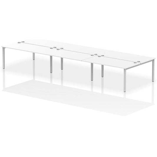 Impulse Bench B2B 6 Person 1600 Silver Frame Office Bench Desk White Easy2Order : IB00201