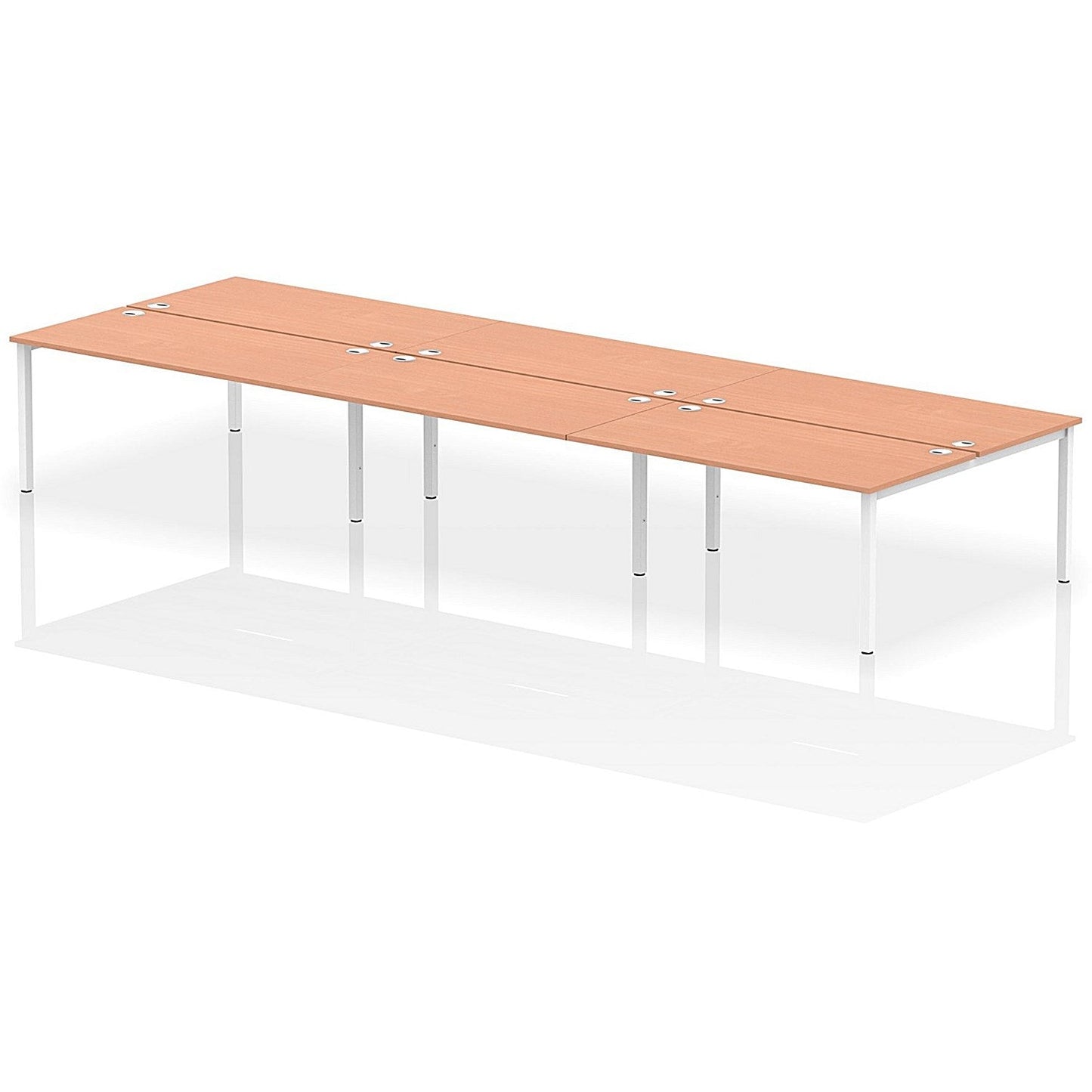 Impulse Bench B2B 6 Person 1600 White Frame Office Bench Desk Beech Easy2Order : IB00202