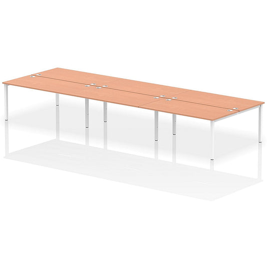 Impulse Bench B2B 6 Person 1600 White Frame Office Bench Desk Beech Easy2Order : IB00202