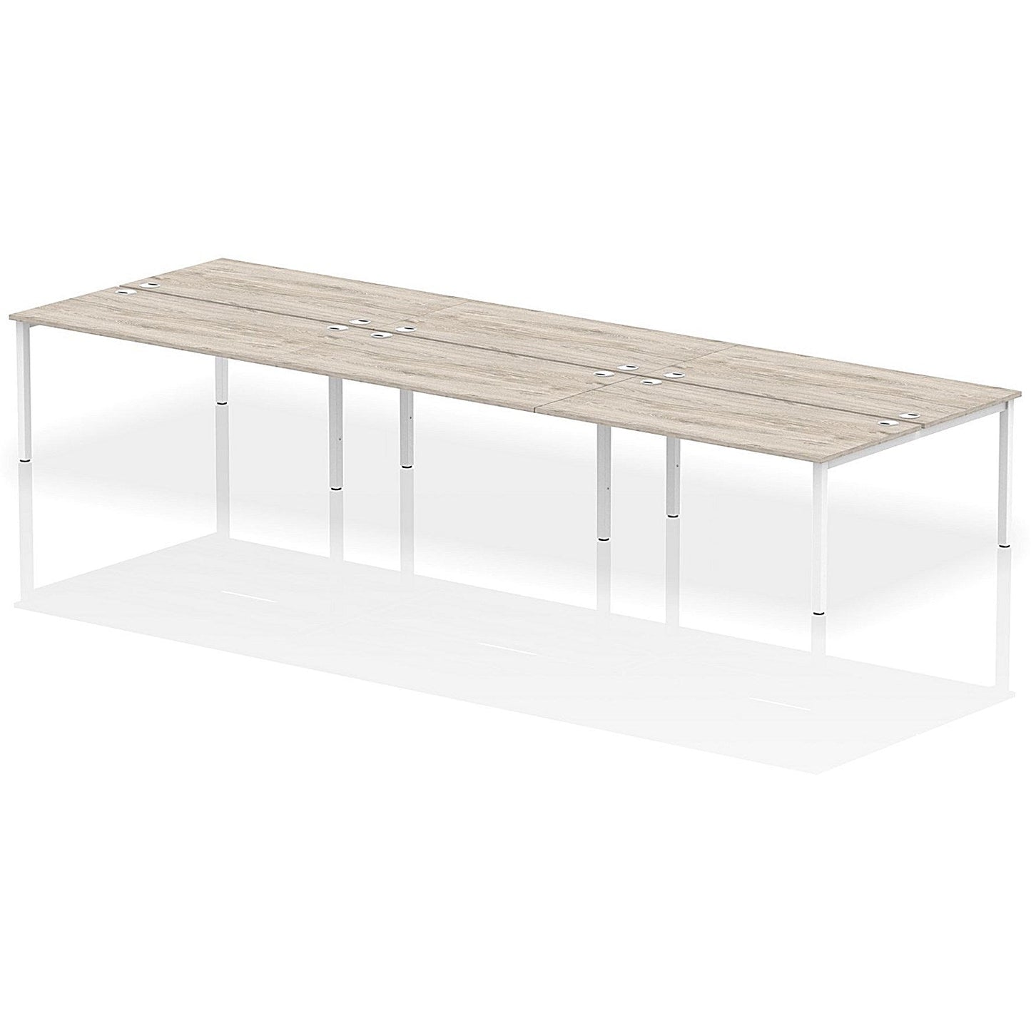 Impulse Bench B2B 6 Person 1600 White Frame Office Bench Desk Grey Oak Easy2Order : IB00203