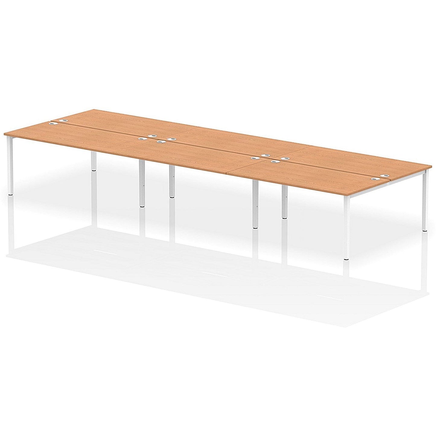 Impulse Bench B2B 6 Person 1600 White Frame Office Bench Desk Oak Easy2Order : IB00205