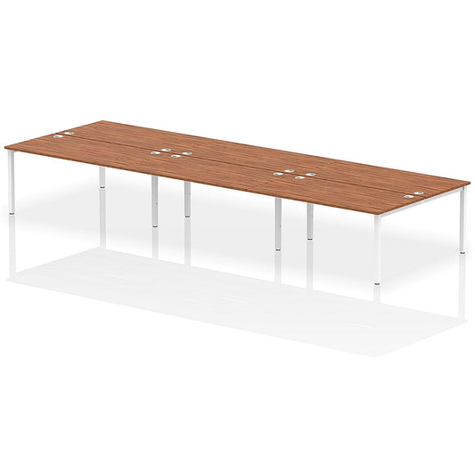 Impulse Bench B2B 6 Person 1600 White Frame Office Bench Desk Walnut Easy2Order : IB00206