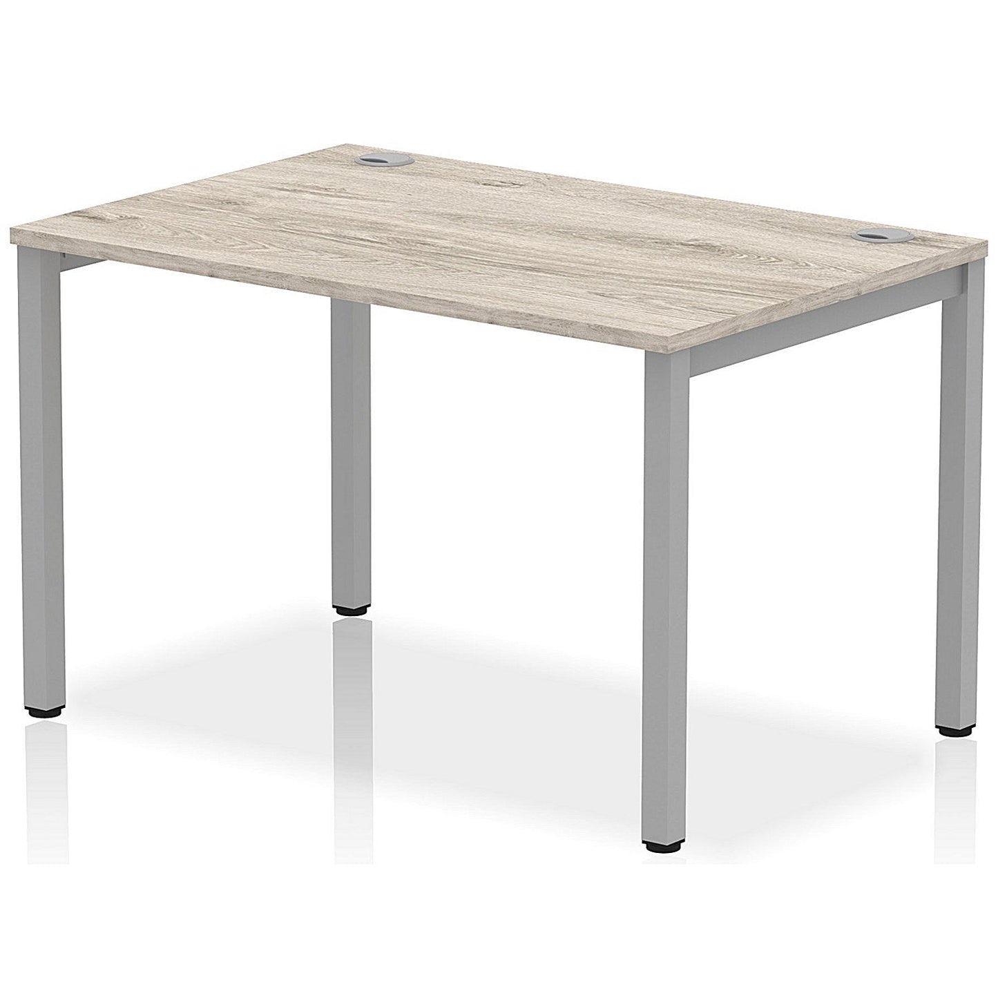 Impulse Bench Single Row 1200 Silver Frame Office Bench Desk Grey Oak Easy2Order : IB00245