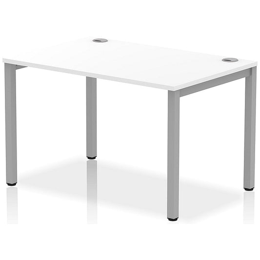 Impulse Bench Single Row 1200 Silver Frame Office Bench Desk White Easy2Order : IB00249