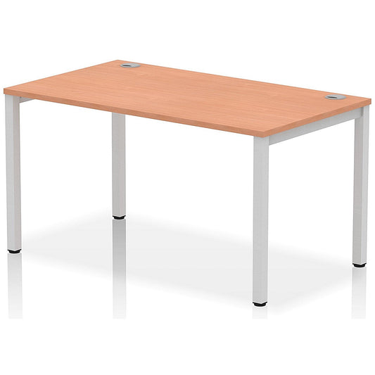 Impulse Bench Single Row 1400 Silver Frame Office Bench Desk Beech Easy2Order : IB00256