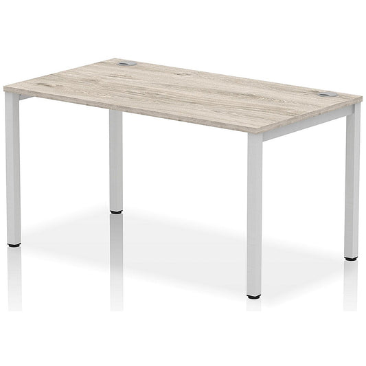 Impulse Bench Single Row 1400 Silver Frame Office Bench Desk Grey Oak Easy2Order : IB00257