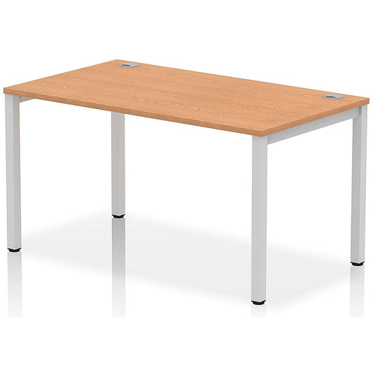 Impulse Bench Single Row 1400 Silver Frame Office Bench Desk Oak Easy2Order : IB00259