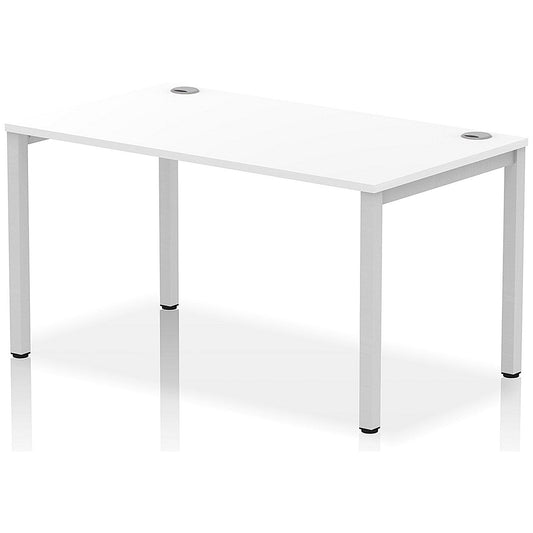 Impulse Bench Single Row 1400 Silver Frame Office Bench Desk White Easy2Order : IB00261