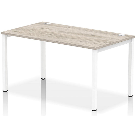 Impulse Bench Single Row 1400 White Frame Office Bench Desk Grey Oak Easy2Order : IB00263