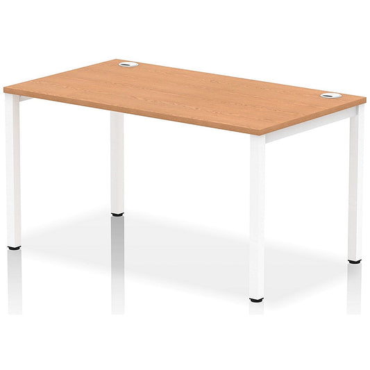Impulse Bench Single Row 1400 White Frame Office Bench Desk Oak Easy2Order : IB00265