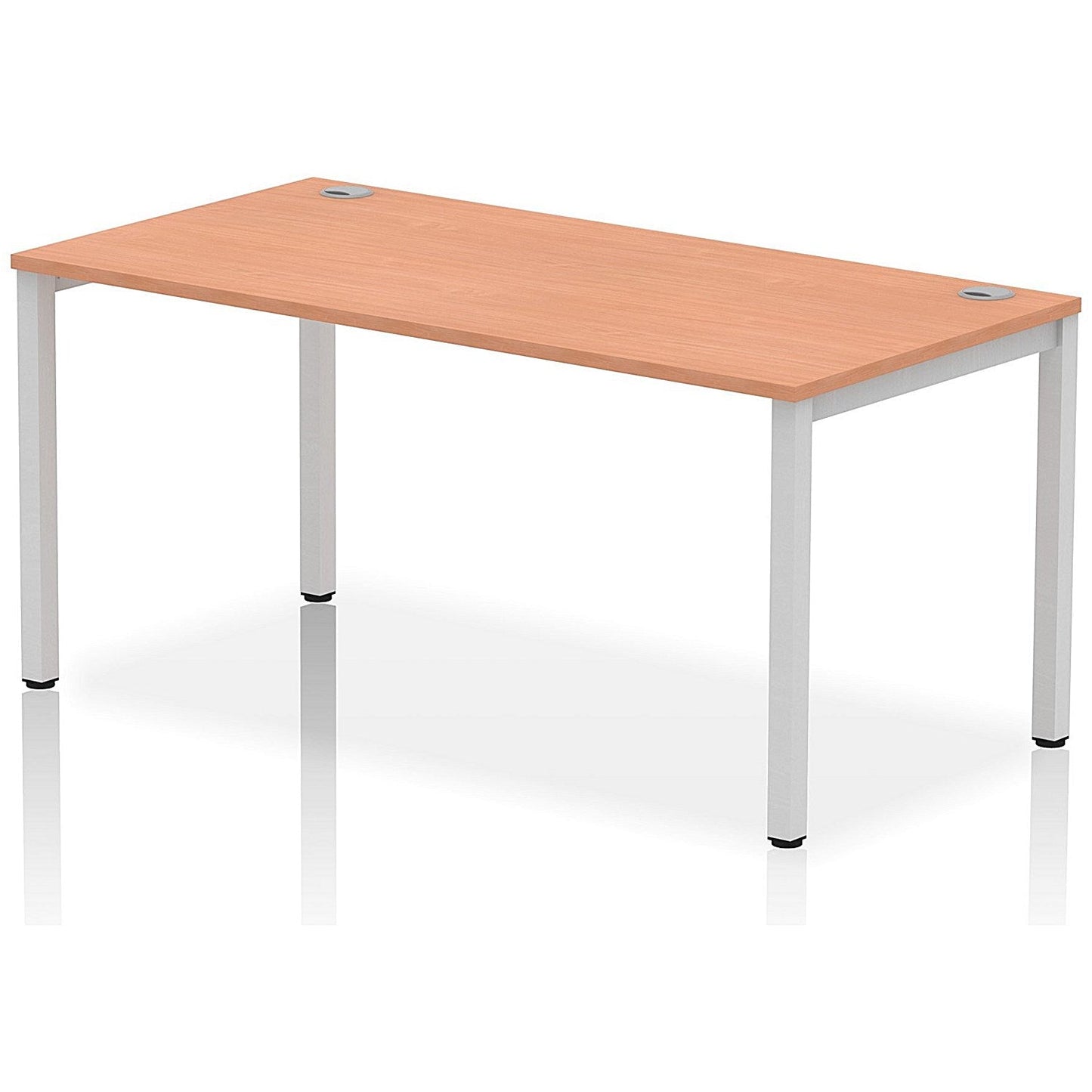 Impulse Bench Single Row 1600 Silver Frame Office Bench Desk Beech Easy2Order : IB00268