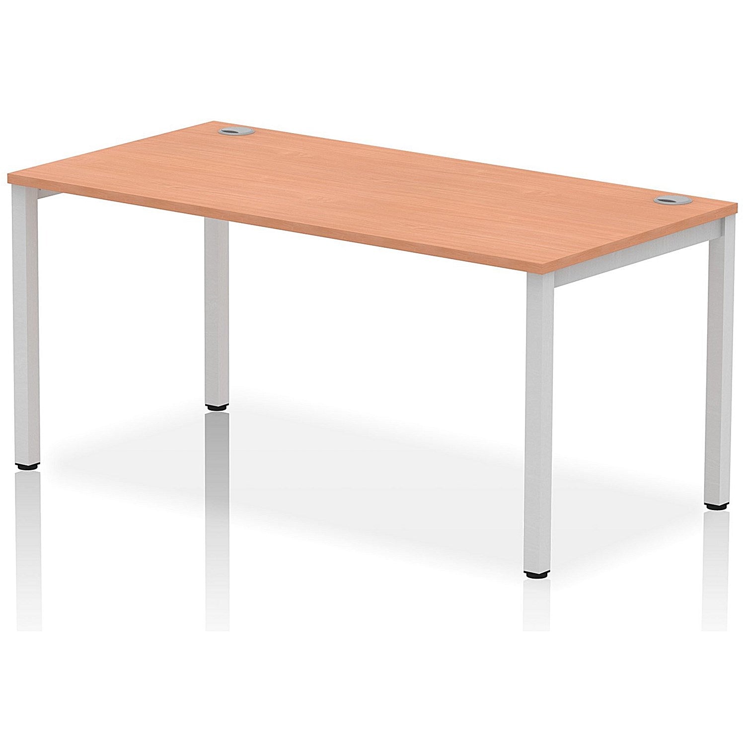 Impulse Bench Single Row 1600 Silver Frame Office Bench Desk Beech Easy2Order : IB00268