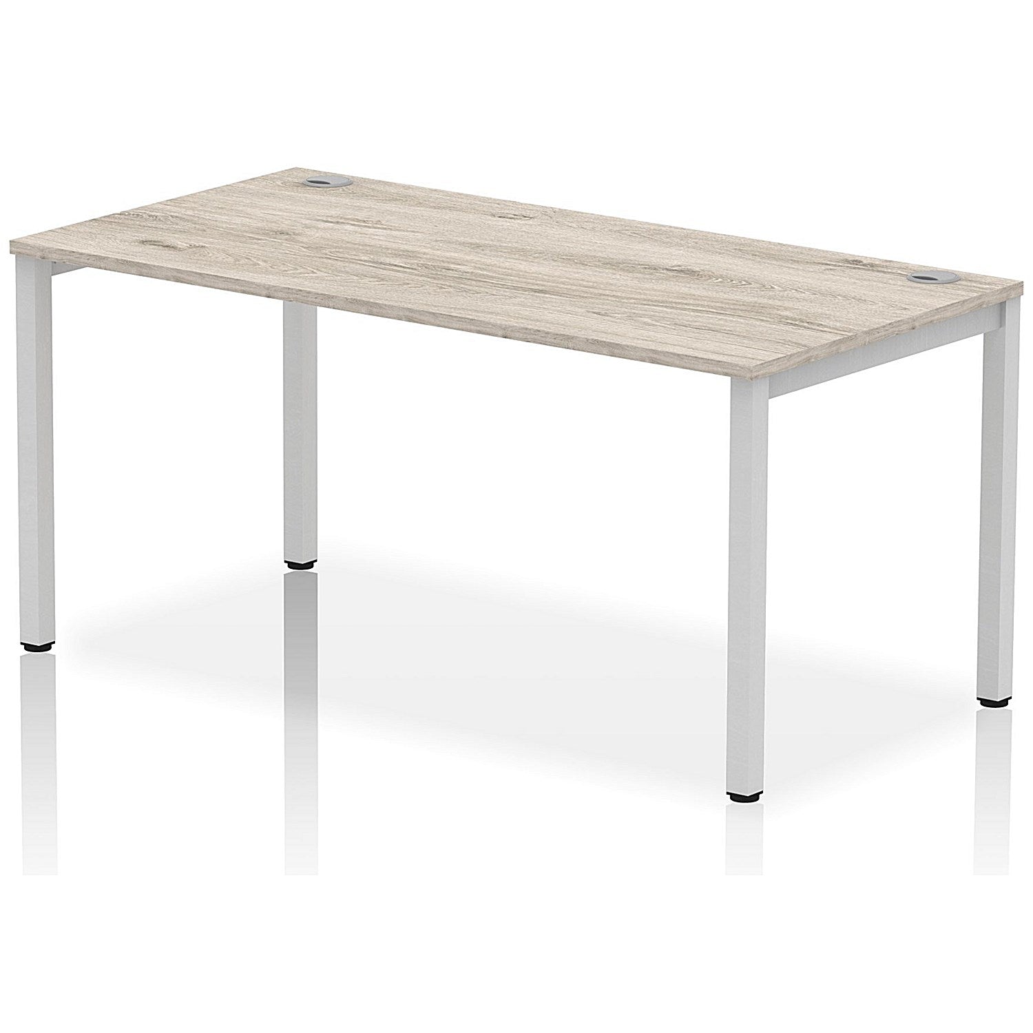 Impulse Bench Single Row 1600 Silver Frame Office Bench Desk Grey Oak Easy2Order : IB00269