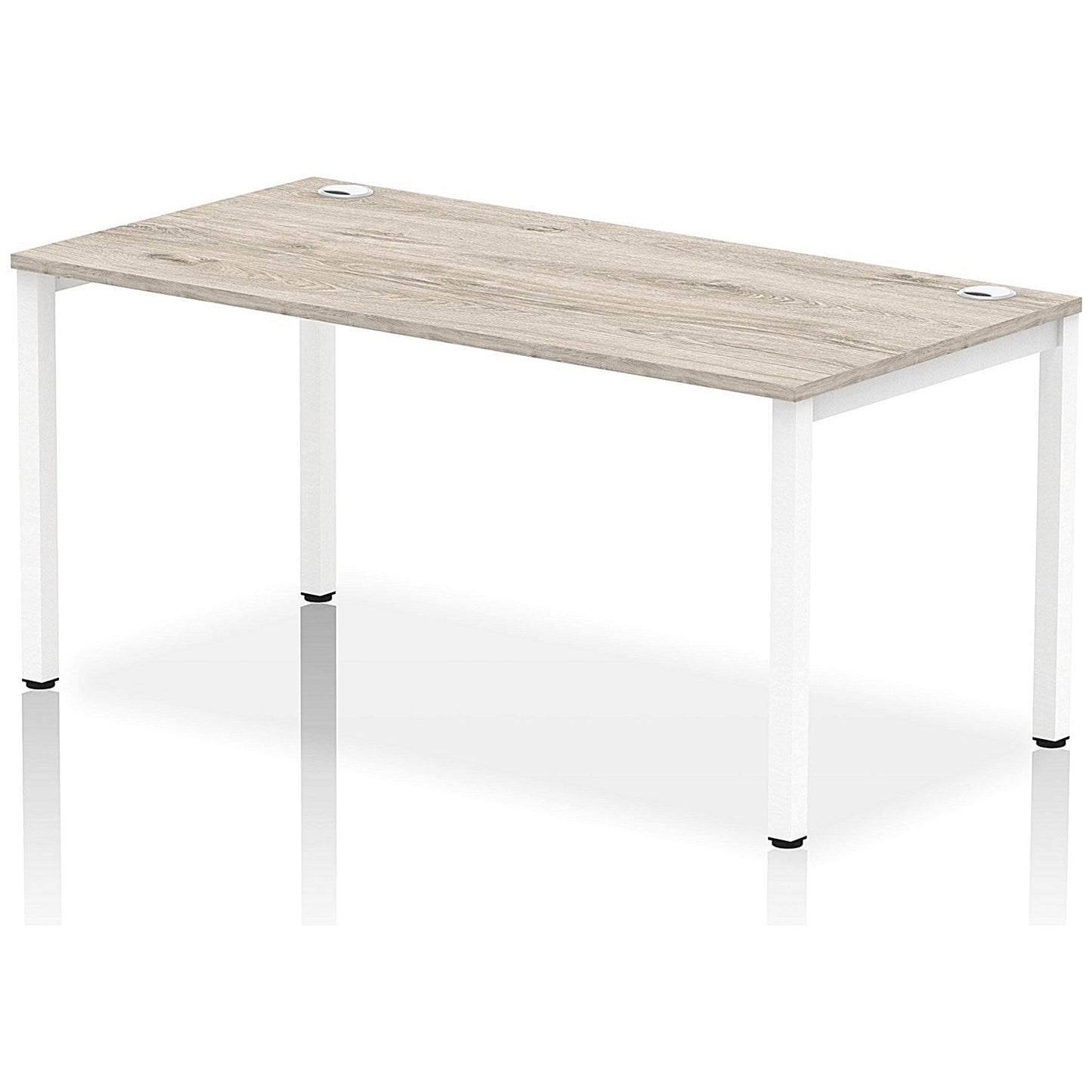 Impulse Bench Single Row 1600 White Frame Office Bench Desk Grey Oak Easy2Order : IB00275