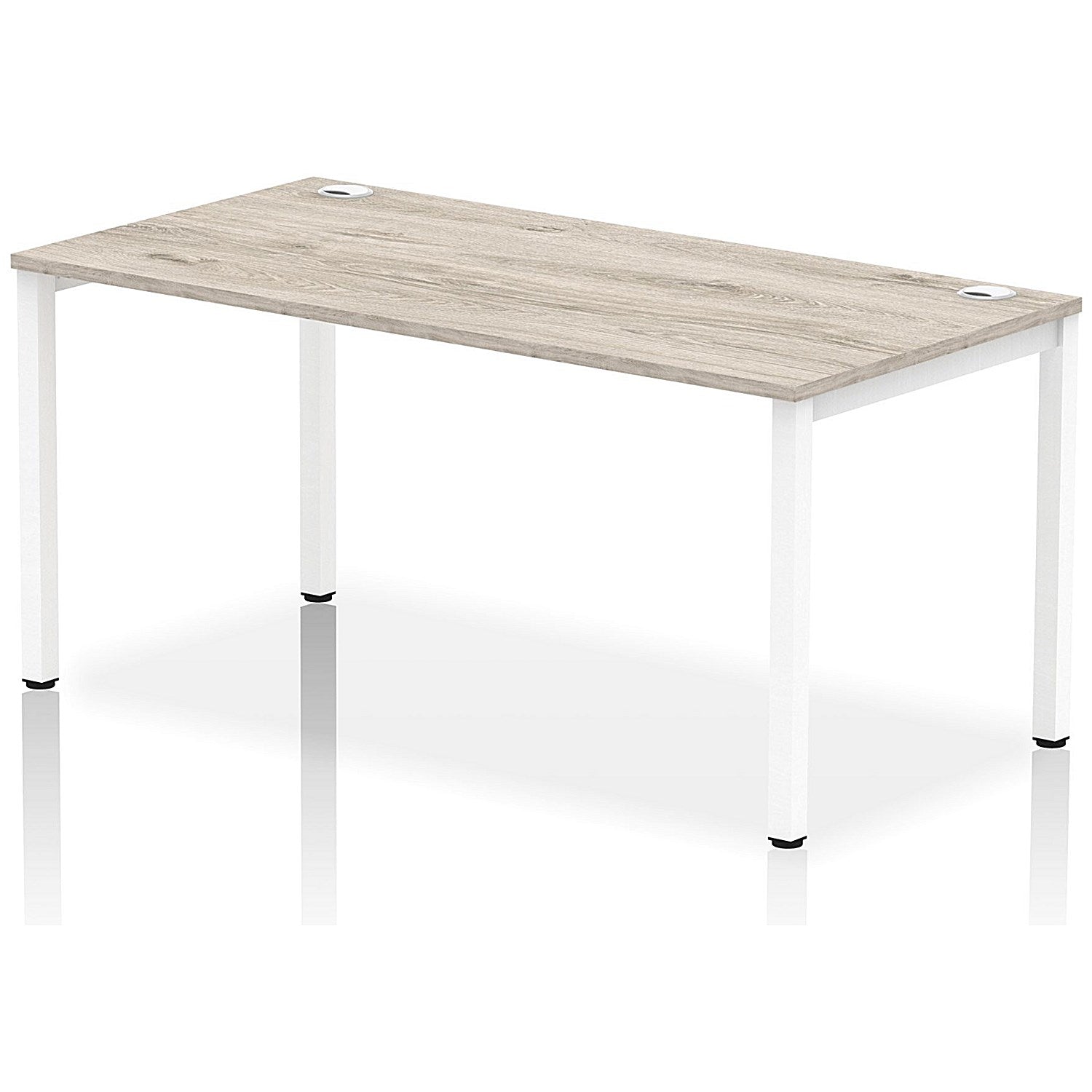 Impulse Bench Single Row 1600 White Frame Office Bench Desk Grey Oak Easy2Order : IB00275