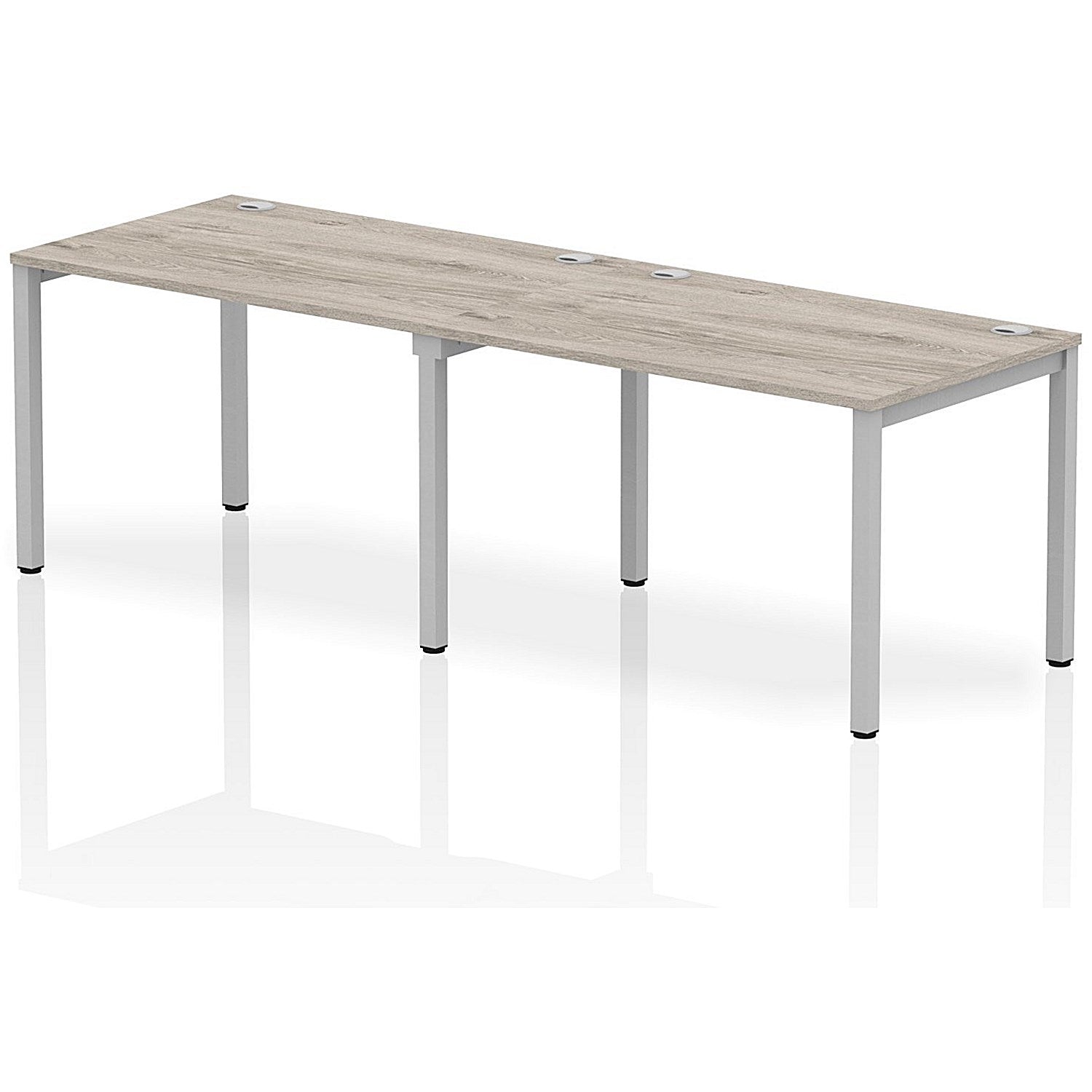 Impulse Bench Single Row 2 Person 1200 Silver Frame Office Bench Desk Grey Oak Easy2Order : IB00281