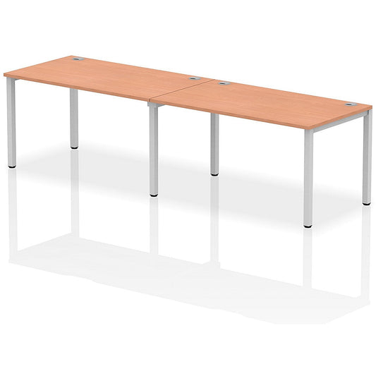 Impulse Bench Single Row 2 Person 1400 Silver Frame Office Bench Desk Beech Easy2Order : IB00292