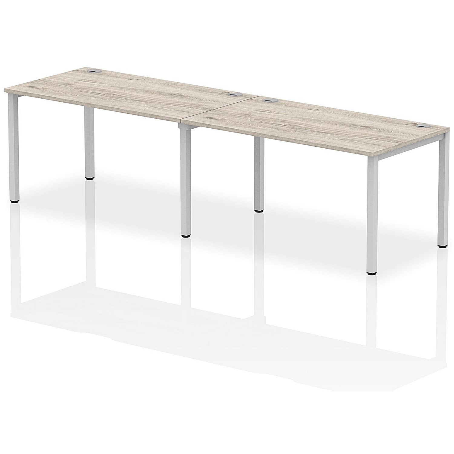 Impulse Bench Single Row 2 Person 1400 Silver Frame Office Bench Desk Grey Oak Easy2Order : IB00293