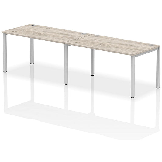 Impulse Bench Single Row 2 Person 1400 Silver Frame Office Bench Desk Grey Oak Easy2Order : IB00293