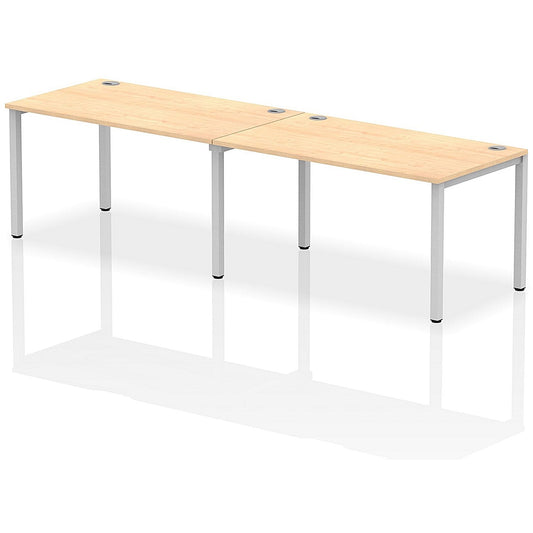 Impulse Bench Single Row 2 Person 1400 Silver Frame Office Bench Desk Maple Easy2Order : IB00294