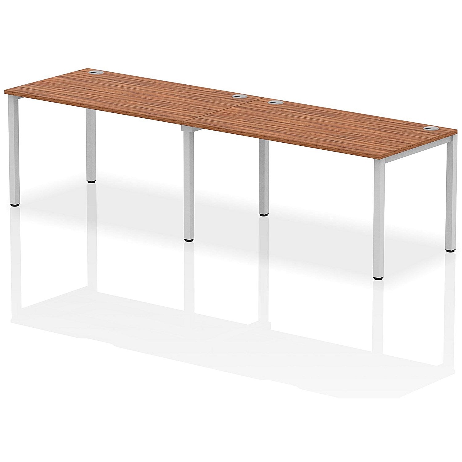 Impulse Bench Single Row 2 Person 1400 Silver Frame Office Bench Desk Walnut Easy2Order : IB00296