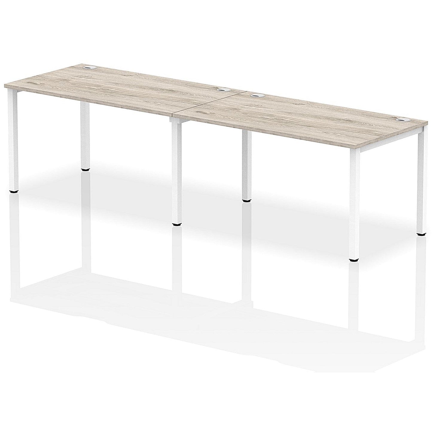 Impulse Bench Single Row 2 Person 1400 White Frame Office Bench Desk Grey Oak Easy2Order : IB00299