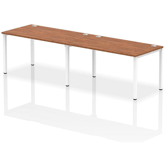 Impulse Bench Single Row 2 Person 1400 White Frame Office Bench Desk Walnut Easy2Order : IB00302